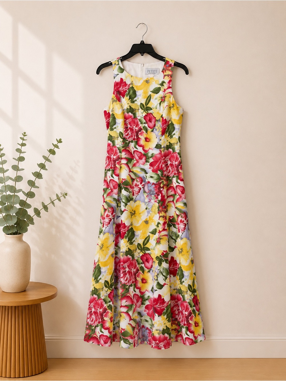 Petite Sophisticate Floral Midi Dress Petite Size 2 Sleeveless A-Line - Picture 3 of 5